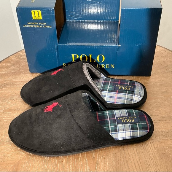 Polo by Ralph Lauren Black and Red Men's Slip-Ons - Picture 4 of 5